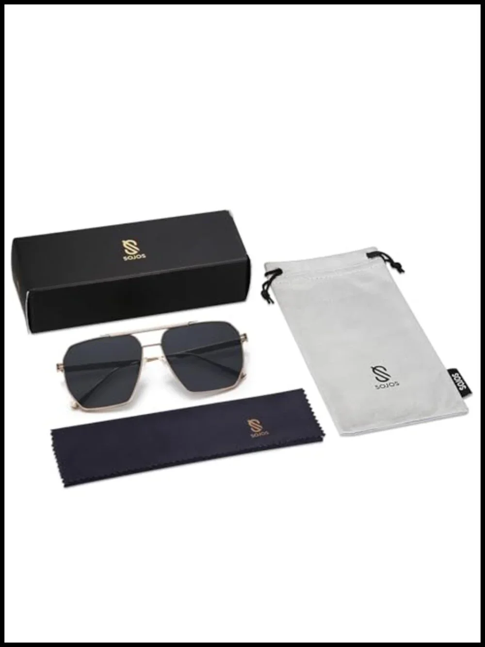 Oversized Square Polarized Sunglasses Metal Frame UV Protection